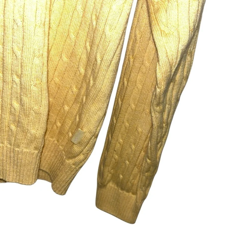 IZOD XL Cable Knit Pullover V-Neck Long Sleeve mustard Sweater 100% Cotton